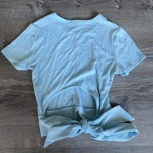 Light Blue Garage Cropped Shirt
